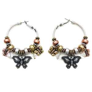 Butterfly Crystal Charms Hoop Earrings