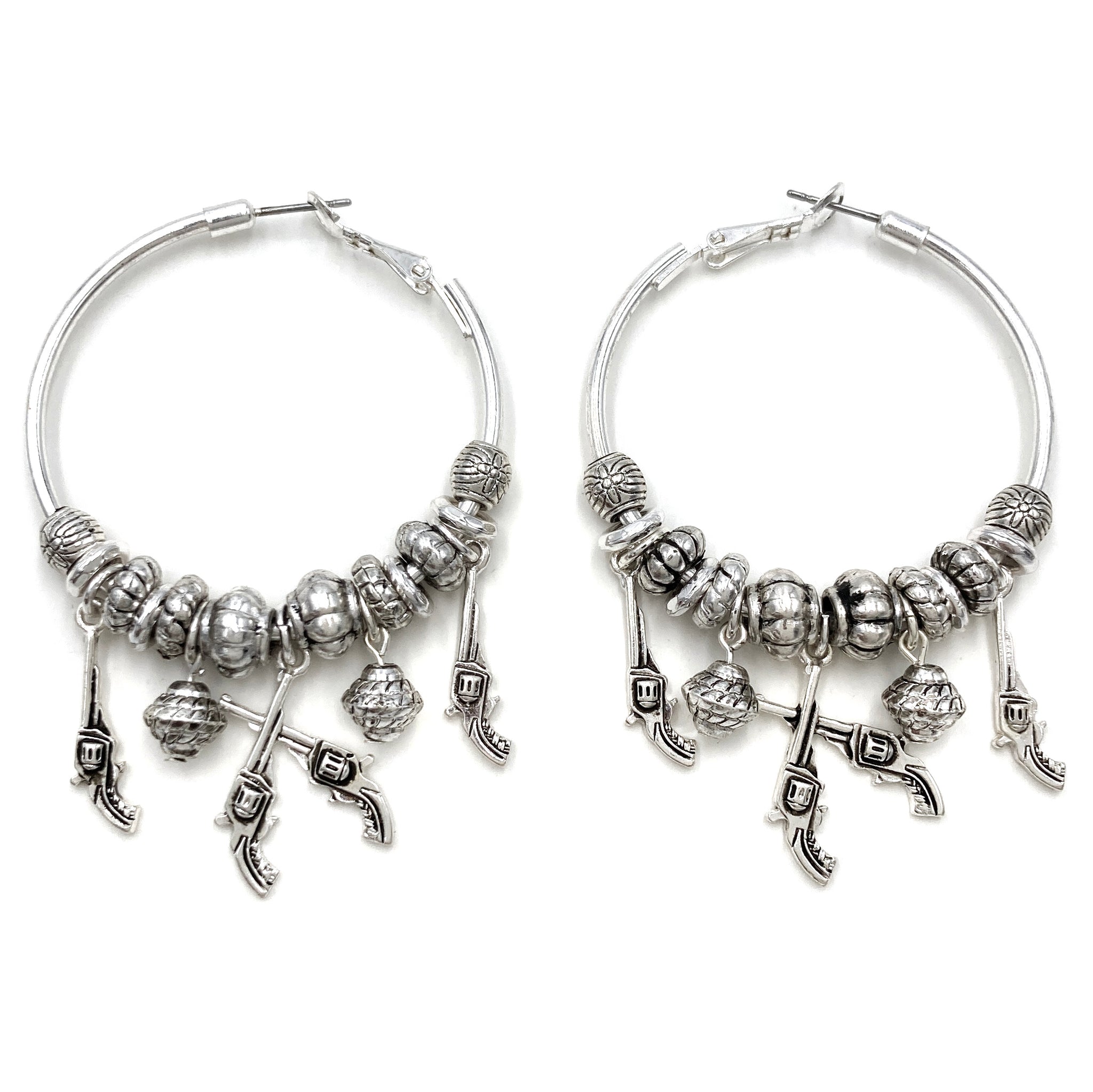 Western Gun Charms Hoop Earrings