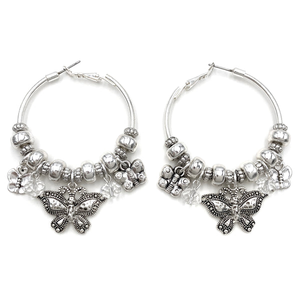 Butterfly Crystal Charms Hoop Earrings