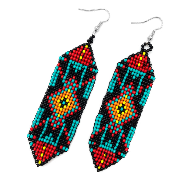 Navajo Tribal Pattern Seed Bead Banner Earrings