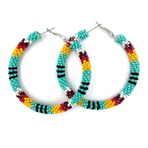 Southwestern Seed Bead Hoop Earrings