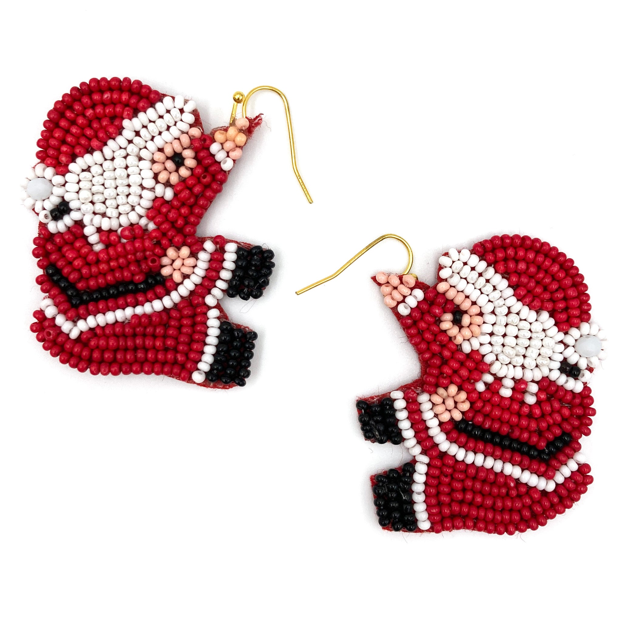 Christmas Eve Climbing Santa Seed Bead Post Dangle Earrings