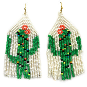 Fringe Cactus Southwestern Seed Bead Dangle Earrings