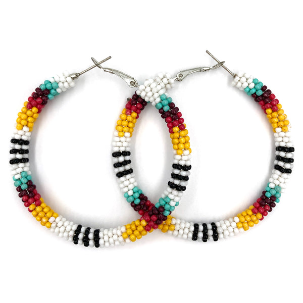 Southwestern Seed Bead Hoop Earrings