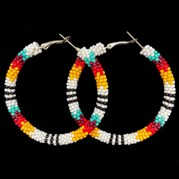 Southwestern Seed Bead Hoop Earrings