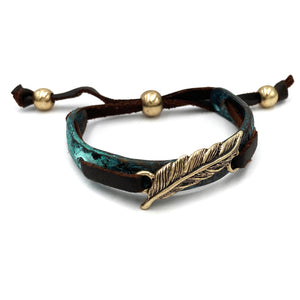 Winged Feather Leather Small Cuff