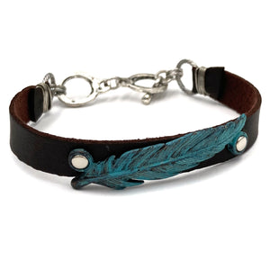 Winged Feather Leather Bracelet