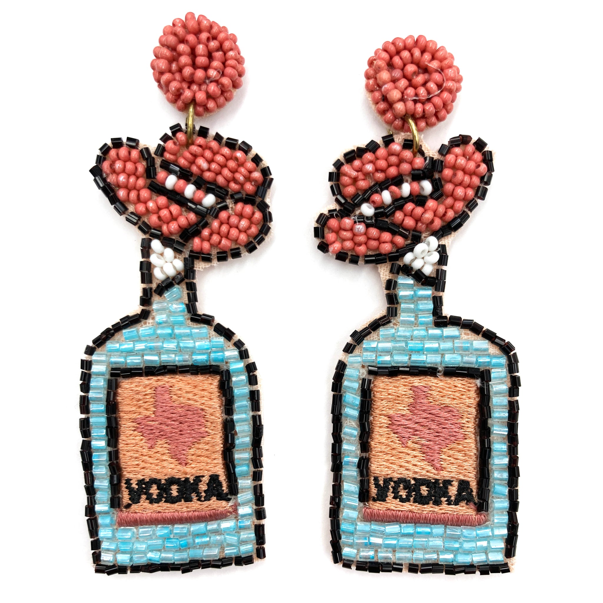 Texas Vodka Seed Bead Post Dangle Earrings