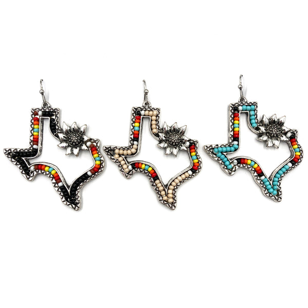 Texas Seed Bead Flower Southwestern Bohemian Earrings