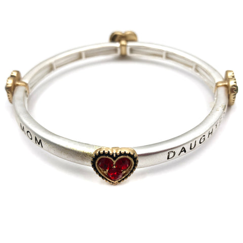 Mom Daughter Heart Inscription Stretch Bracelet