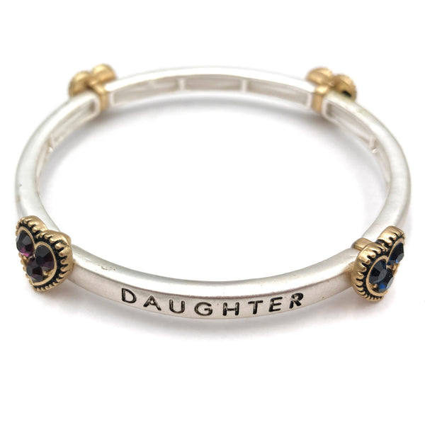 Mom Daughter Heart Inscription Stretch Bracelet