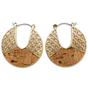 Cork Geometric Circle Edipo Fashion Huggie Earrings