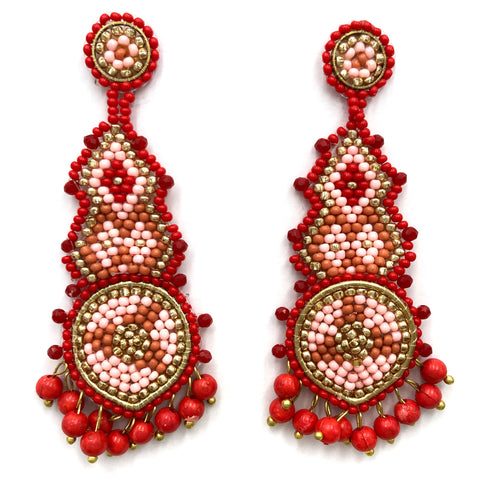 Chandelier Seed Bead Fabric Earrings