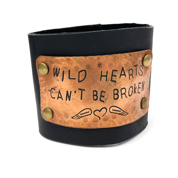 Wild Hearts Can't Be Broken Wide Leather Wrap Bracelet