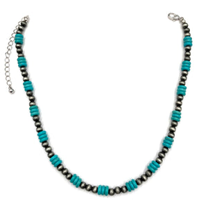 Navajo Beads Turquoise Stone Collar Necklace