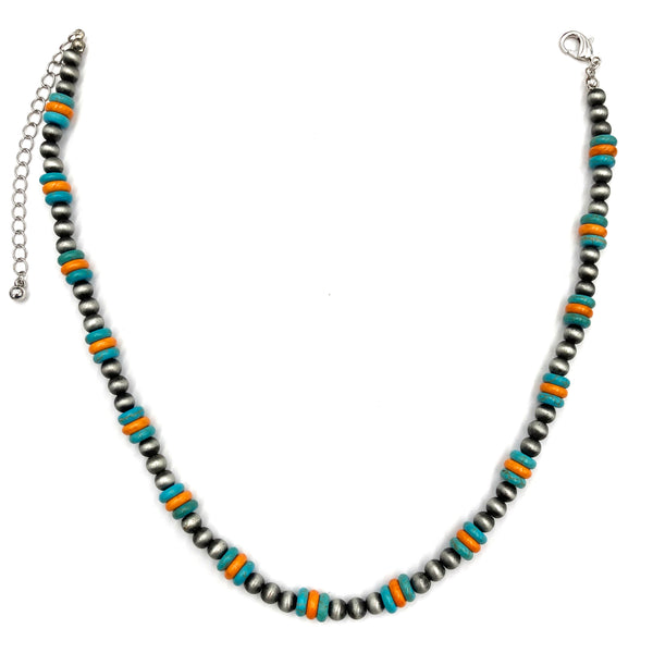 Navajo Beads Turquoise Stone Collar Necklace