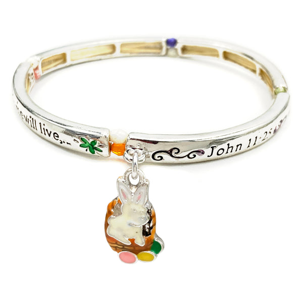 Easter Bunny John 11:25 Inscription Bracelet