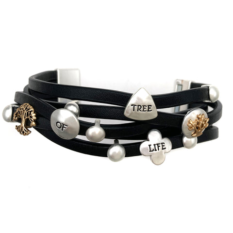 Tree Of Life Multi Leather Wrap Bracelet