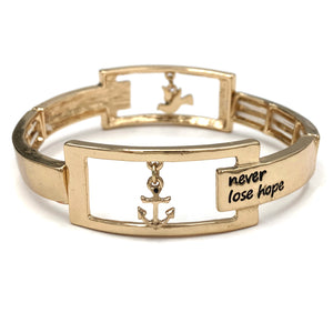 Never Lose Hope Anchor Dove Charm Affirmation Bracelet