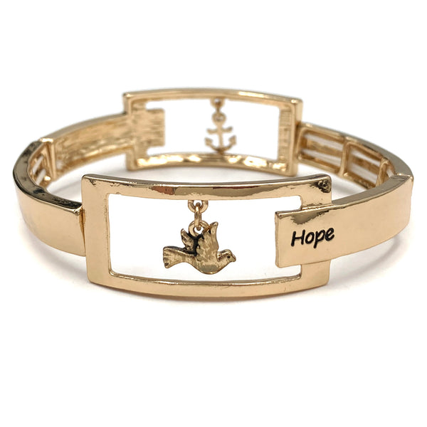 Never Lose Hope Anchor Dove Charm Affirmation Bracelet