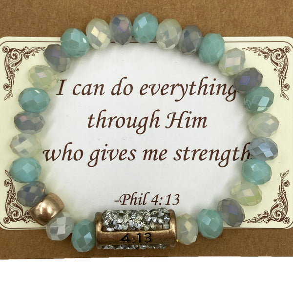 Phil 4:13 Briolette Beaded Bracelet