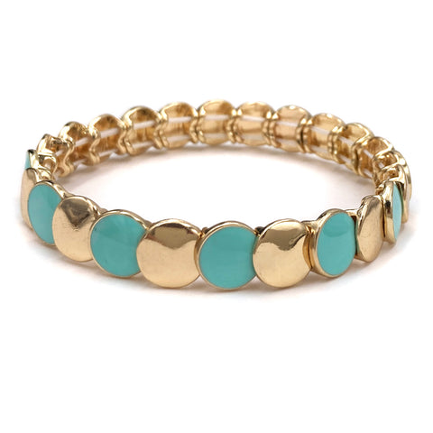 Duo Color Chrome Gold Circle Stretch Bracelet