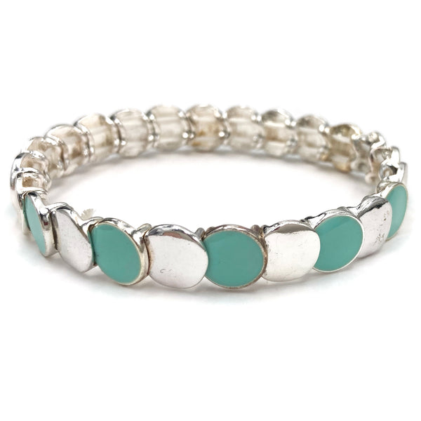 Duo Color Chrome Silver Circle Stretch Bracelet