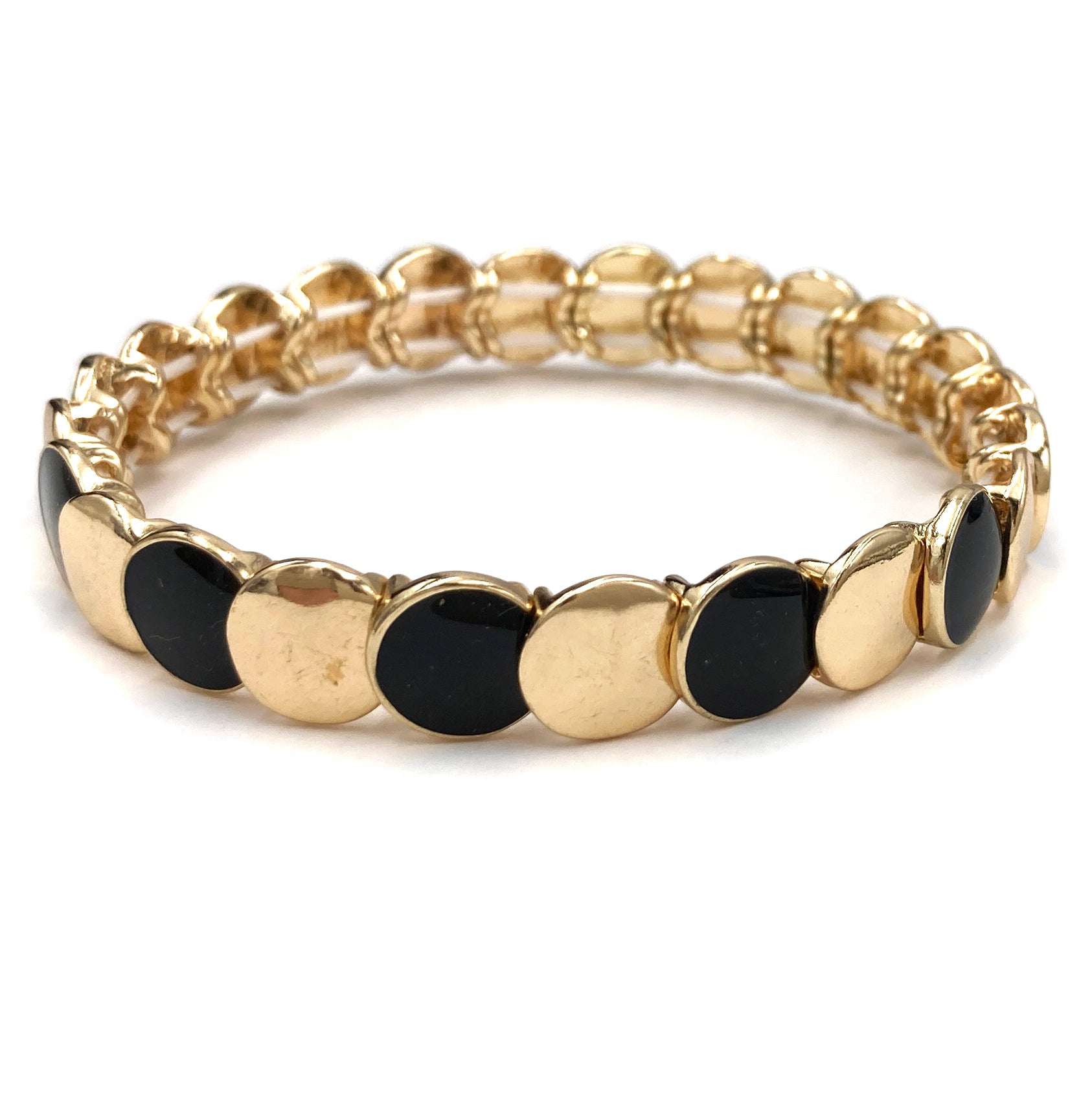 Duo Color Chrome Gold Circle Stretch Bracelet