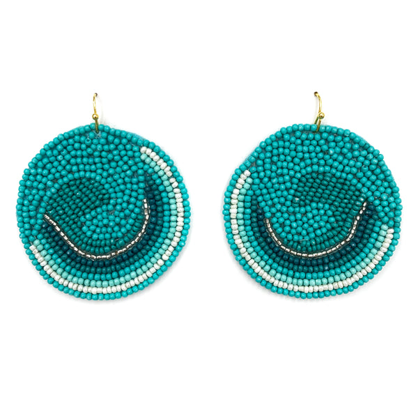 Ocean Waves Circle Seed Bead Earrings