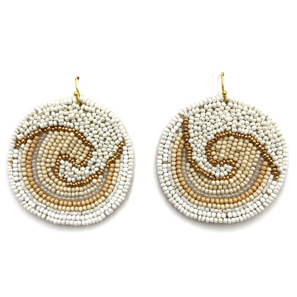 Ocean Waves Circle Seed Bead Earrings