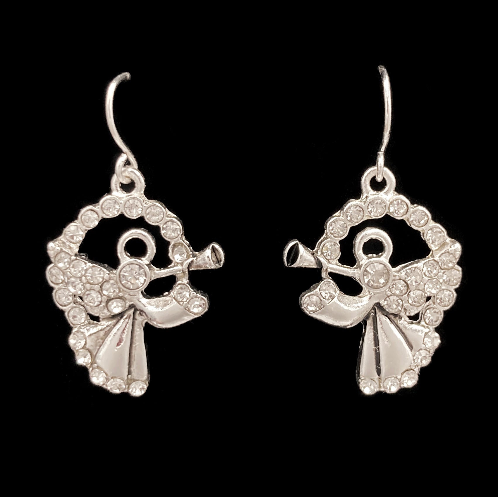 Angel Trumpet Charm Rhinestone Earrings