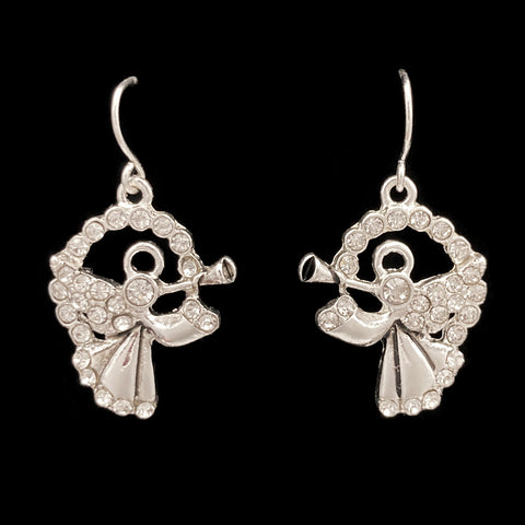 Angel Trumpet Charm Rhinestone Earrings