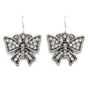 Butterfly Charm Rhinestone Earrings