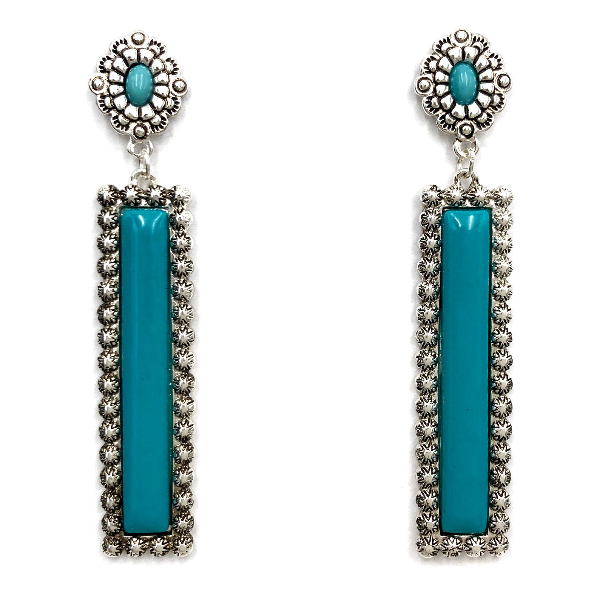 Colored Bar Western Concho Earrings