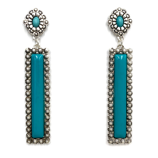 Colored Bar Western Concho Earrings