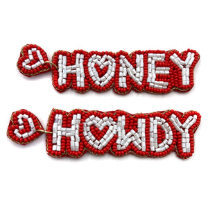 Heart Honey Howdy Words Seed Bead Post Dangle Earrings