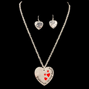 Sister Forever In My Heart Necklace Earrings Set