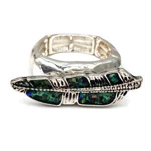 Abalone Shell Feather Stretch Ring