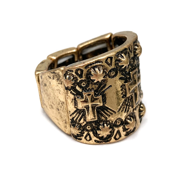 Western Native Cross Stretch Ring