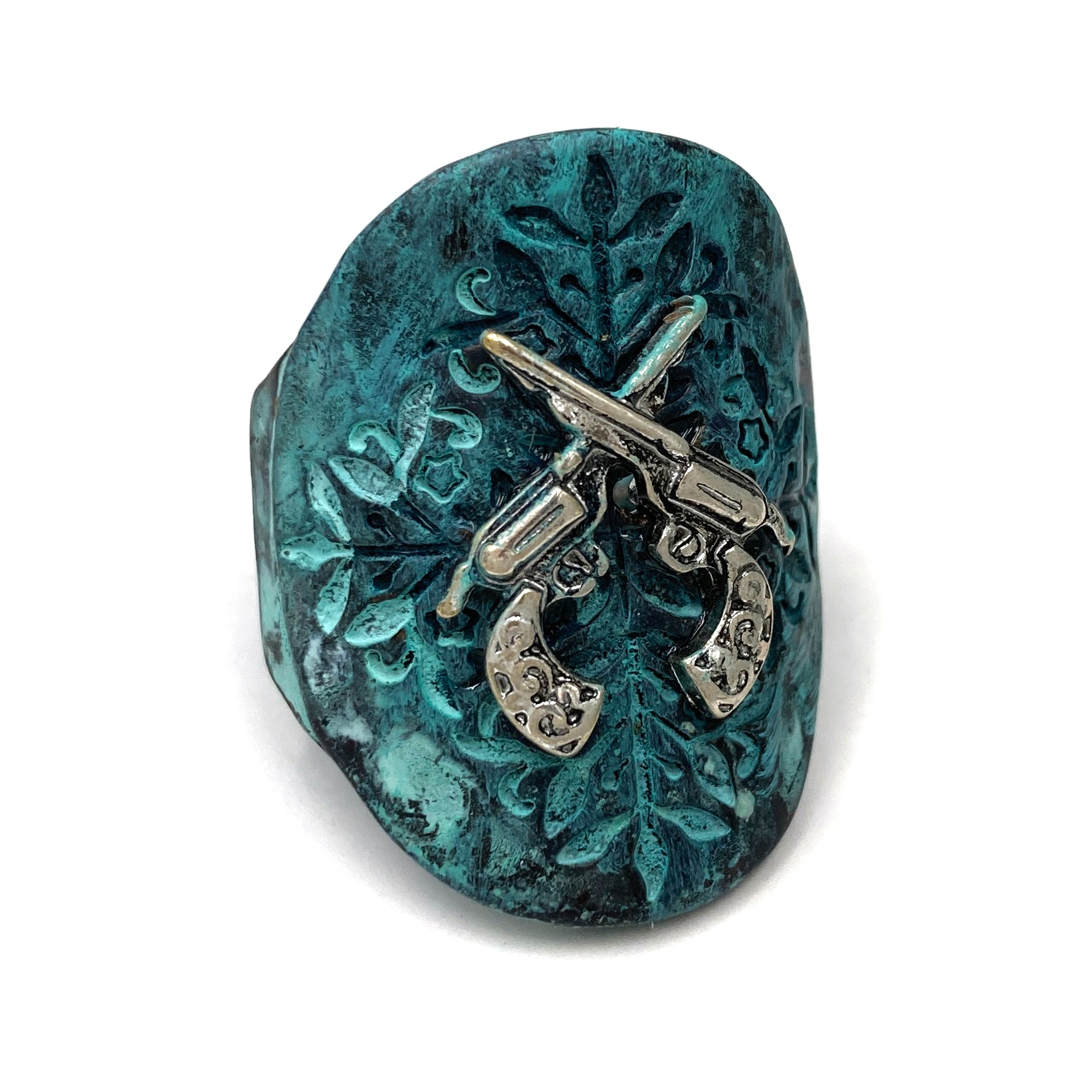 Western Filigree Dual Pistol Gun Stretch Ring