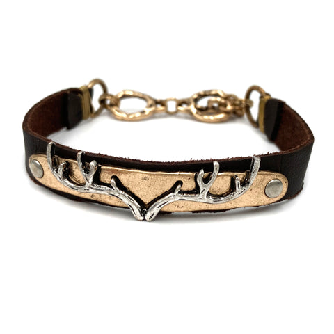 Deer Antler Leather Band Bracelet