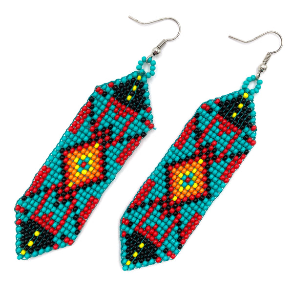 Navajo Tribal Pattern Seed Bead Banner Earrings