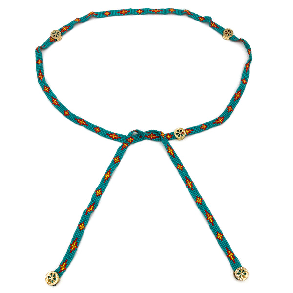 Tribal Navajo Pattern Seed Bead Rope Belt