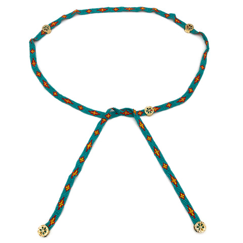 Tribal Navajo Pattern Seed Bead Rope Belt