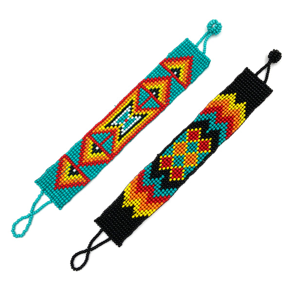 Navajo Tribal Pattern Seed Bead Banner Bracelet