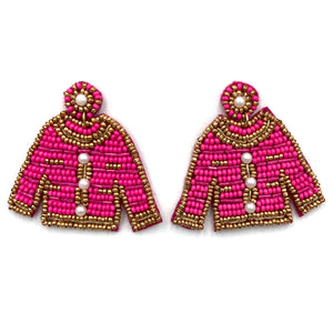 Cute Sweater Coat Girl Seed Bead Earrings