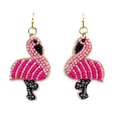 Pink Flamingo Chic Seed Bead Earrings