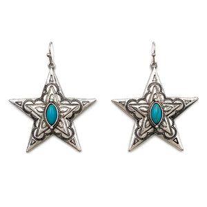 Western Star Native Sun Ray Turquoise Stone Earrings