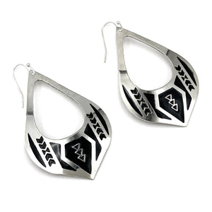 Native Aztec Pattern Southwestern Metal Plate Earrings