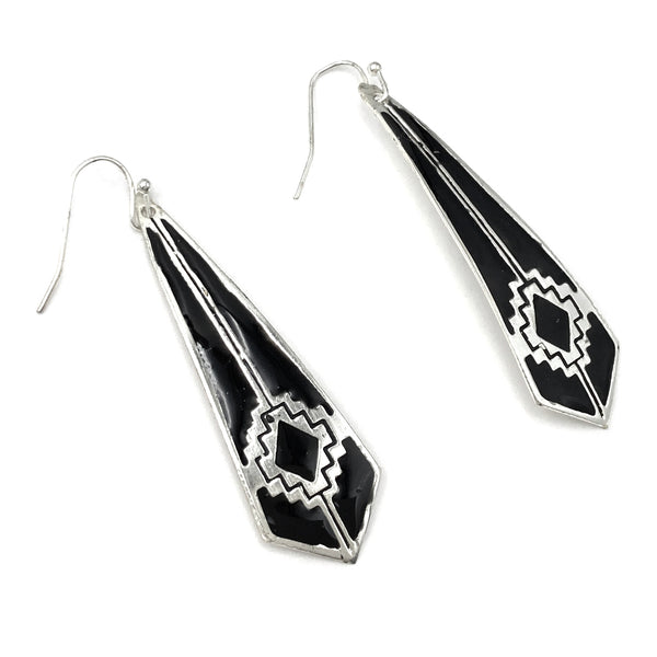 Kite Shape Aztec Southwestern Metal Plate Earrings